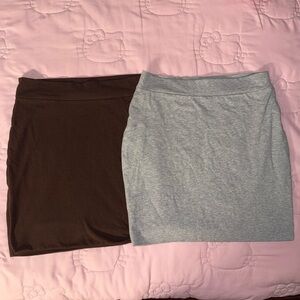 2 Fashion Nova Brown and Gray Pencil Skirt Set